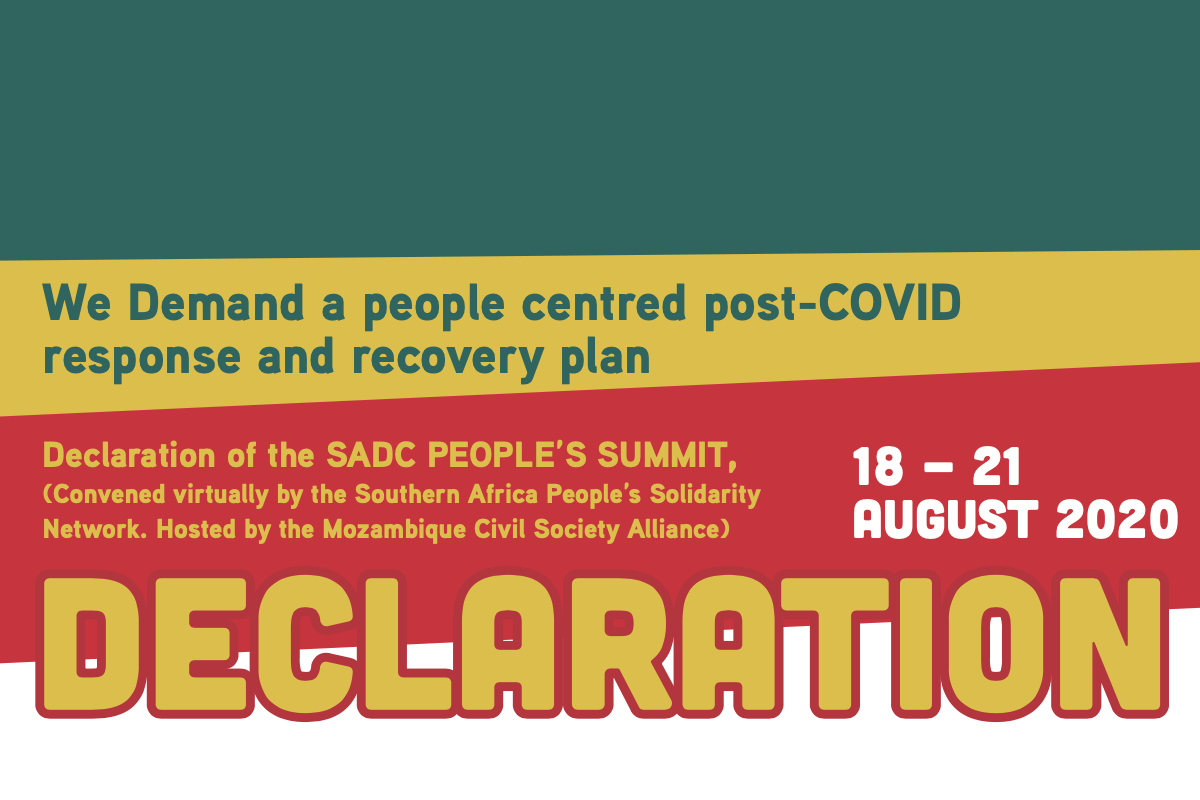 We Demand a people-centered post-COVID response and recovery plan